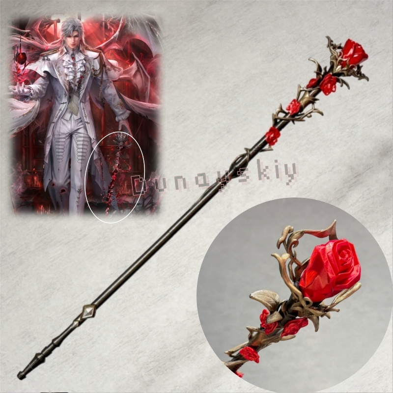 실루스 스태프 실버 윙 데몬 레드 로즈 완드 러브 앤  - Cosplay Fire Prop 리뷰 및 가격