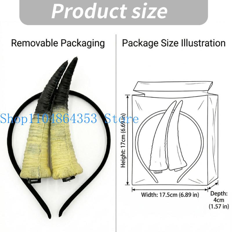 652F 염소 경적 헤어 밴드 코스프레 모자를 쓰고 있 - Easy Cosplay Prop 리뷰 및 가격